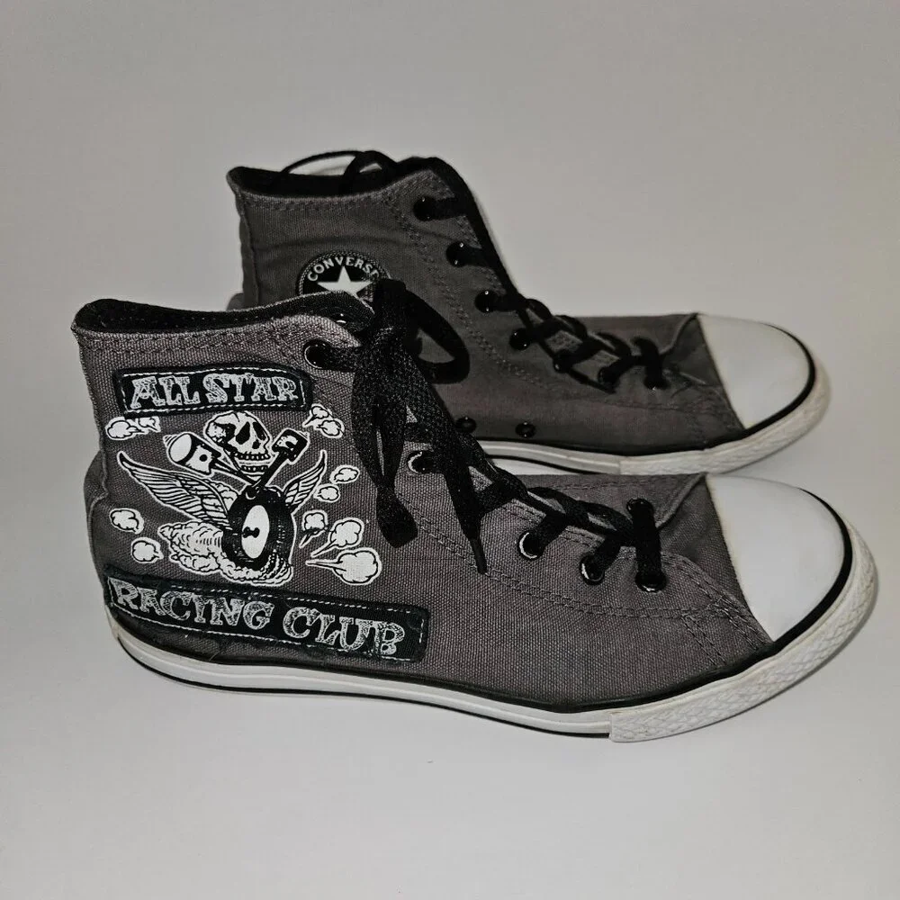 Converse Chuck Taylor High Top Sneakers Gray Shoes All Star Racing Club Size 6